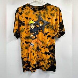 Mens Naruto Uzumaki Cotton Orange Black Tie Dye Shippuden Size M